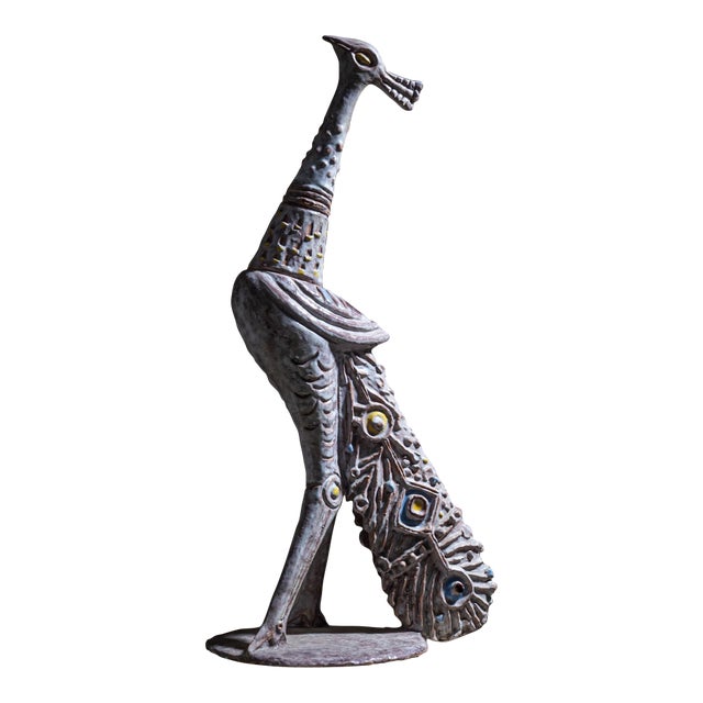 Terracotta Peacock by Mitri Giovan Battista (1915–2000), Venice, Italy, 1950s For Sale