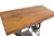Gold Vintage French Wrought Iron and Oak Side Table with Sewing Machine Base, 1960s For Sale - Image 8 of 10