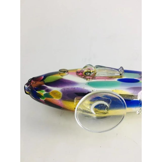 Vintage Bohemia Blue and Yellow Colored Glass Fish Sculpture, Czech Republic from the 1960s For Sale - Image 4 of 9