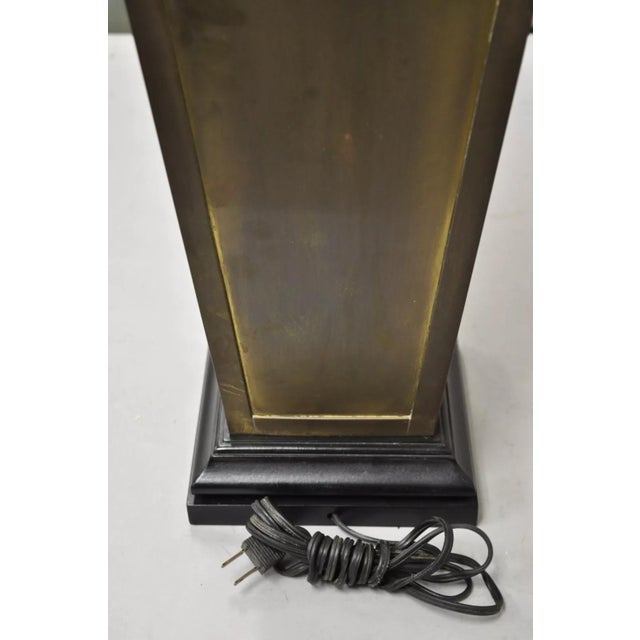 Vintage Chinoiserie Patinated Brass Square Jardiniere Table Lamp Wildwood For Sale - Image 10 of 11