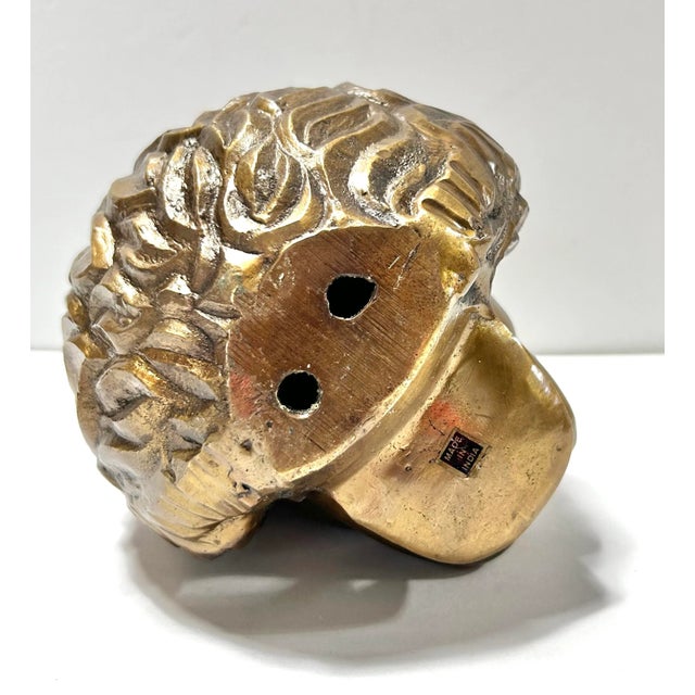 1960s Vintage Solid Brass Lion Head Sculpture, Paperweight or Desk Object For Sale - Image 5 of 8