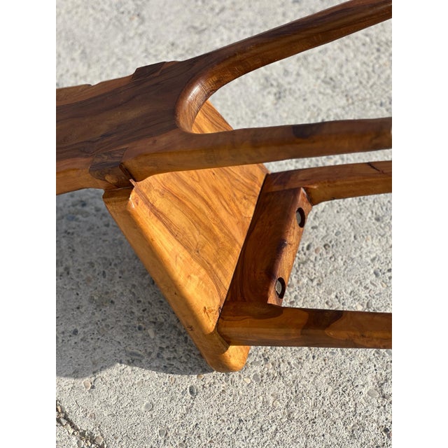 1960s Sculptural High-Back Chair in Olive Wood, France, 1960s For Sale - Image 5 of 9