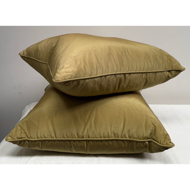 Lillian August Pair of Lime Green / Gold Down Filled Pillows For Sale - Image 4 of 7