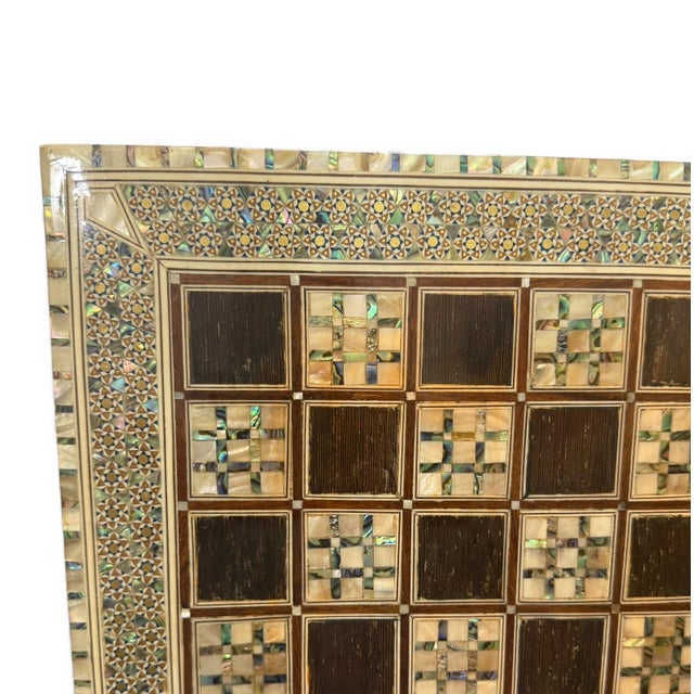 Handmade Arabic Folding Chess Table – Solid Wood & Mother of Pearl Inlay For Sale - Image 11 of 11