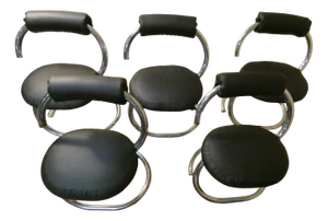 Cobra Chairs in Steel and Black Leather by Giotto Stoppino, 1970s, Set of 5