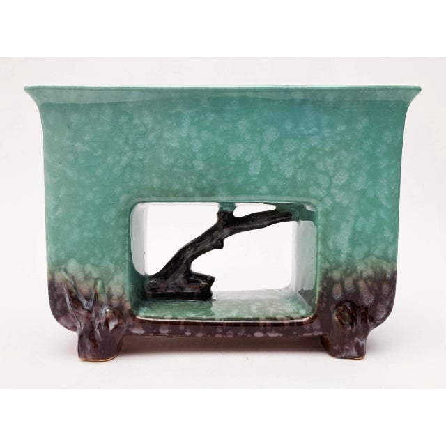 Roseville Artwood 1951 Vintage Mid Century Modern Pottery Green Planter 1054-8 For Sale - Image 10 of 10