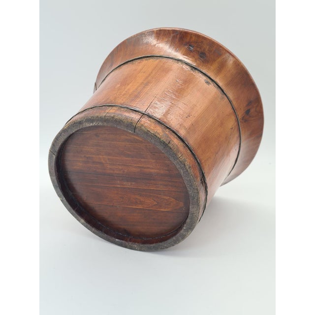 Brown Mid-Century Rustic Folk Wooden Bucket or Vessel with Handle, 1960s For Sale - Image 8 of 9