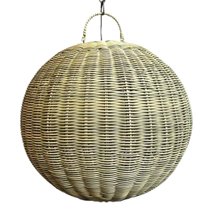 Outdoor Faux Rattan Globe Lantern 18"