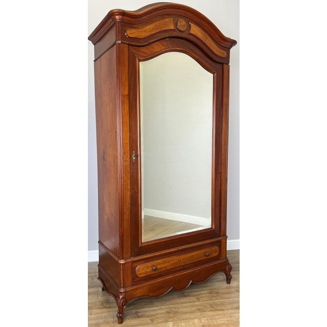 Antique French Style Carved Mahogany Mirrored Wardrobe For Sale - Image 17 of 17