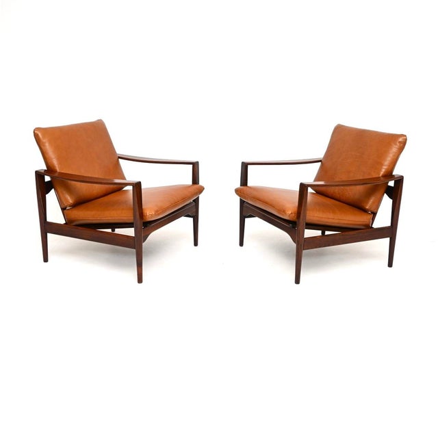 Niels Koefoed Vintage Danish Leather Chairs by Niels Koefoed for Koefoeds Hornslet, 1960, Set of 2 For Sale - Image 4 of 11