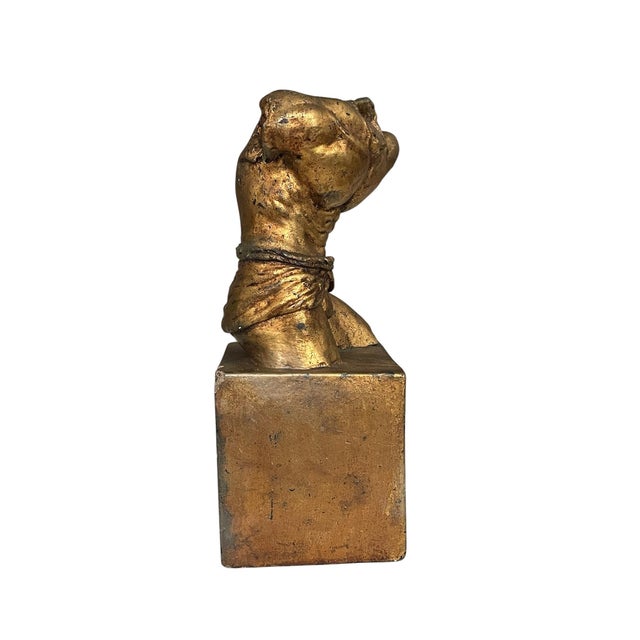 Italian 1960s Gold Sculpture of Male Nude Torso in Classical -Style For Sale - Image 3 of 6