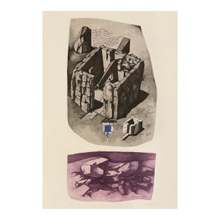1996 Gio Pomodoro Modern Architectural Etching For Sale