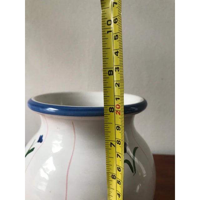 Late 20th Century Hand Painted Vintage Pottery Flower Vase From Italy For Sale - Image 5 of 8