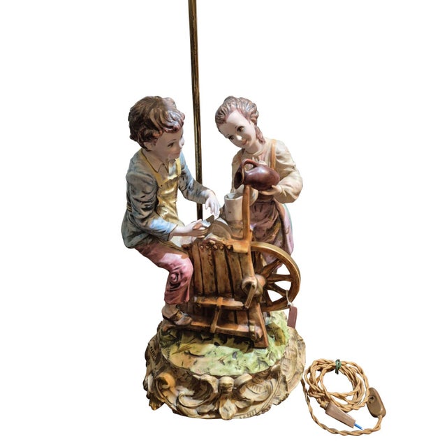 Large Porcelain Figural Table Lamp from Capodimonte, 1960s For Sale - Image 11 of 16