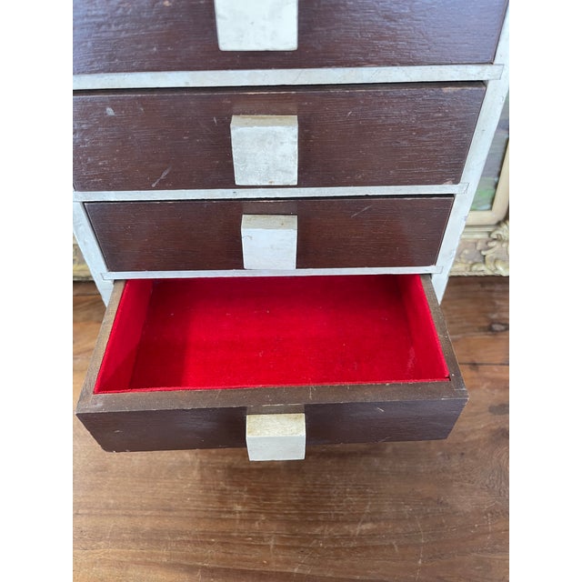 Wood 1970s Mid-Century Modern M.I.M.Lador Inc New York Wooden Jewelry Chest With Seven Drawers, Made in Japan For Sale - Image 7 of 10