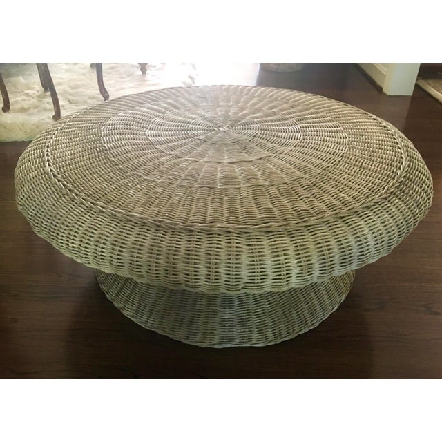 1970s Round Mushroom Form Wicker Coffee Table Chairish
