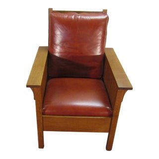 Stickley Mission Oak Morris Style Arts and Crafts Chair For Sale