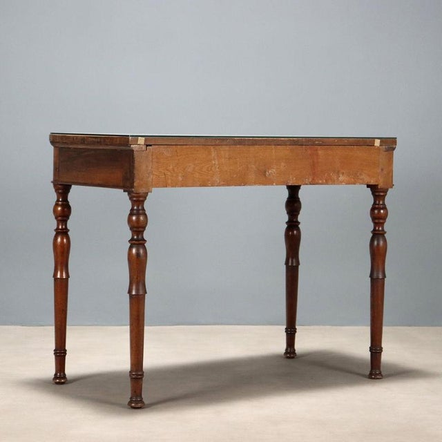 Brown Antique Walnut Console with Glass Top and Drawer, Italy, 19th Century For Sale - Image 8 of 9