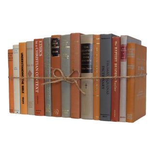 Vintage Orange & Grey Religion Books - Set of 15 For Sale