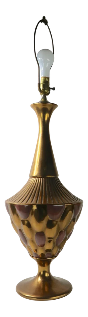 1970s Mid-Century Table Lamp With Metallic Finish