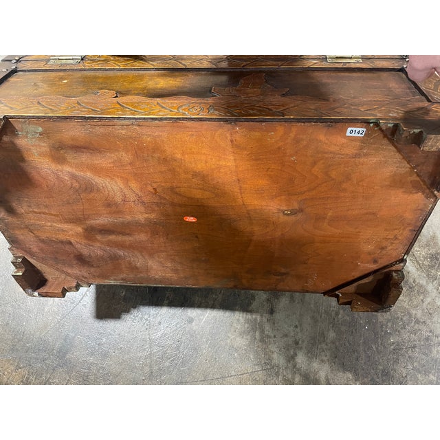 Wood Early 20th Century Chinese Camphor Storage Chest With Carved Ship and Lattice Work For Sale - Image 7 of 7
