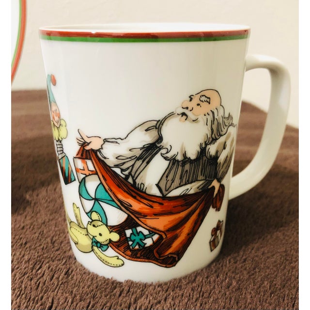 1980s Variations by Fitz & Floyd Christmas Santa Plate and Mug Set 2
