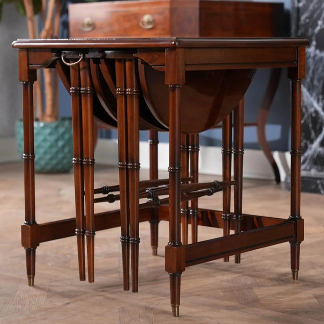 Traditional Leather Top Nesting Tables - Set of 3 | Chairish