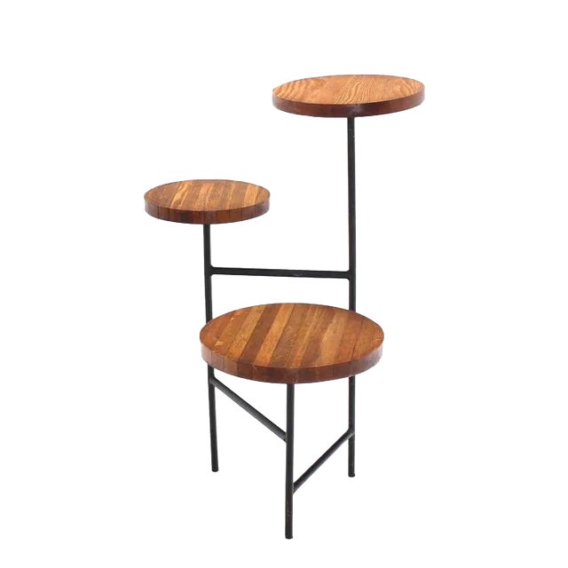 Mid-Century Modern Tri Leg Three-Tier Side Display Table Planter For Sale