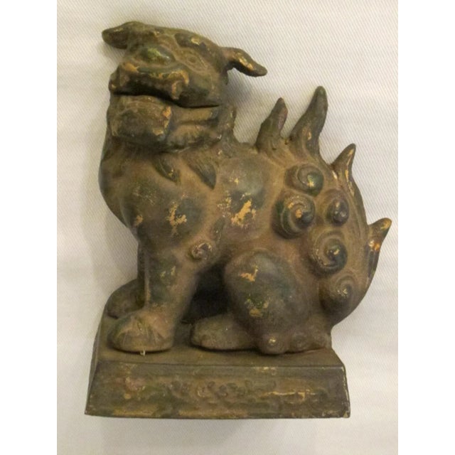 19th Century 19th Century Chinese Foo Dogs Gilt Bronze Lions Bookends- A Pair For Sale - Image 5 of 13