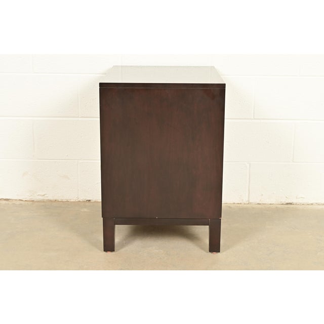 Kindel Furniture Modern Hollywood Regency Mahogany and Cream Lacquered Nightstand For Sale - Image 9 of 11