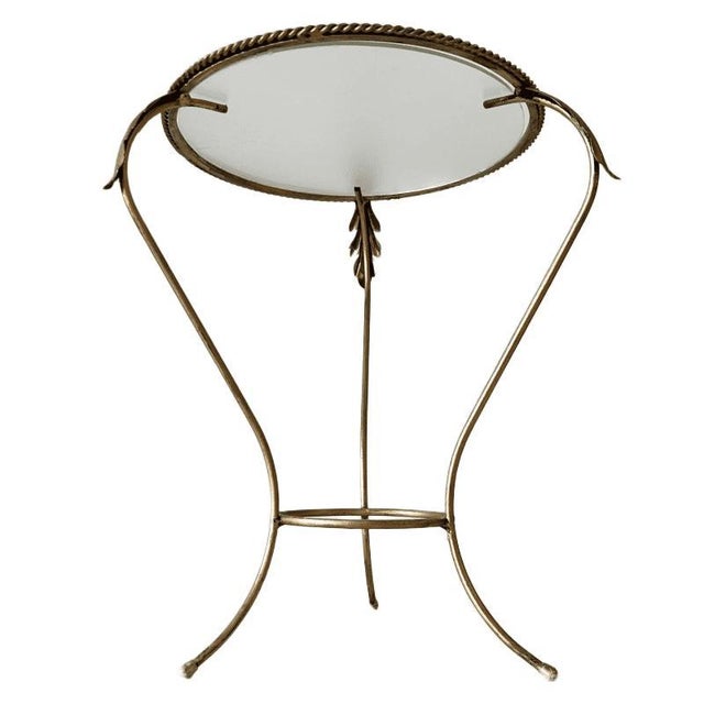 Vintage Hollywood Regency Plant Side Table in Gilt Wrought Iron and Glass, 1960s For Sale - Image 6 of 9