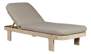 Eclipse Outdoor Solid Teak Wood Natural Look Sun Lounger - Grey Fabric