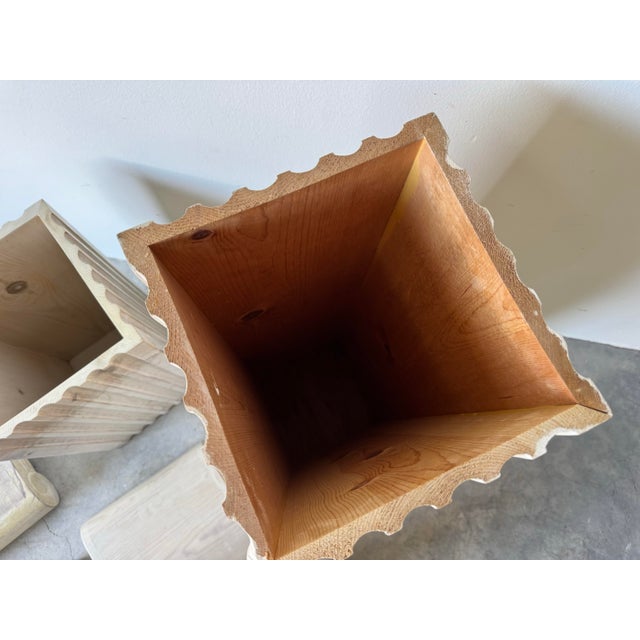 Beige Vintage Carved Wood Capital Column Design Pedestals — Set of 2/ Sold For Sale - Image 8 of 11