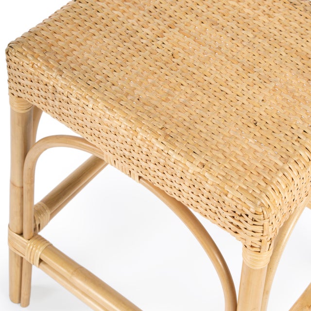 Wood Robias 24.5 in. Seat Height Rectangular Rattan Backless Counter Stool with Footrest, Natural/ Natural Rattan Frame For Sale - Image 7 of 9