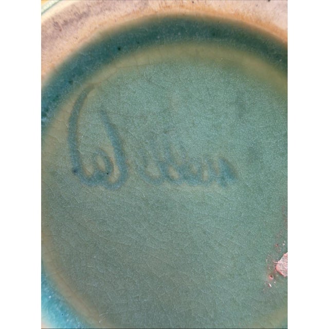 Ceramic Weller Art Pottery Vase Matte Green Floral Twin Handle Arts And Crafts 1920s For Sale - Image 7 of 10