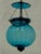 Rustic European Vintage Turquoise Blue Hundi Lantern, Electrified With Canopy For Sale - Image 3 of 7