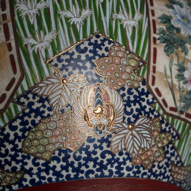 Antique Japanese Satsuma Pottery Floor Urn, Exterior Scene With Figures, C1920 For Sale - Image 9 of 11