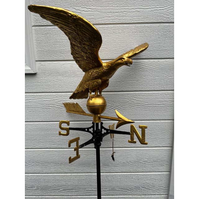 Mid 19th Century Gilt Painted Eagle Form Copper Weathervane For Sale - Image 10 of 13