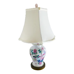 19th Century Chinese Famille Rose Pink and Green Table Lamp