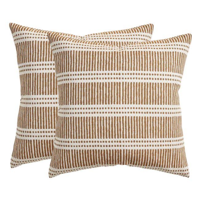 ⭐️ Ships Within 2 Days On the Front: Dash Dot Woven Fabric On the Back: Ivory Performance Fabric Indoor Outdoor Pillow All...