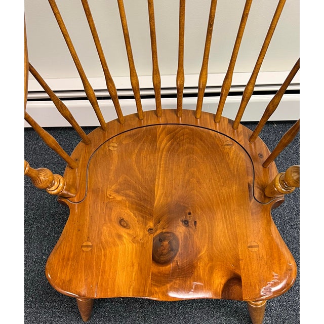 Wood Ethan Allen Country Craftsman Bowback Windsor Armchair For Sale - Image 7 of 11