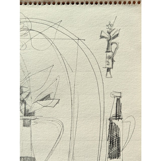 Mid 20th Century David Adickes Early Modern Black & White Abstract Still Life & Vases Drawing Studies, Mid 20th Century For Sale - Image 5 of 10