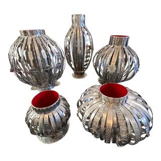 Signed Stanley Szwarc Stainless Steel Hurricanes Set of 5 For Sale