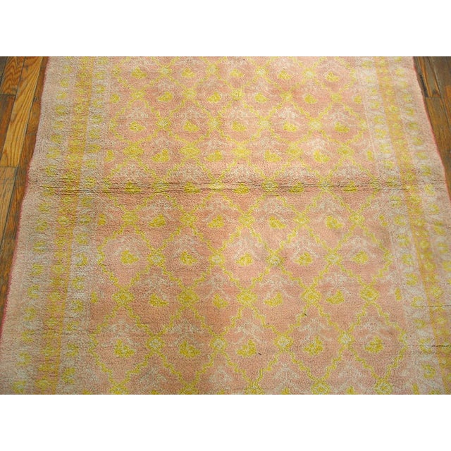 Early 20th Century 1900s Pink Diamond Antique Indian Agra Cotton Rug 4'0"x 7'0 Hand Knotted Cotton Carpet For Sale - Image 5 of 6
