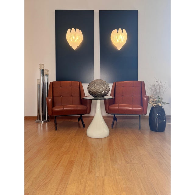 White Vintage Italian Murano Glass Wall Sconces in Frosted Glasses, 1990s, Set of 2 For Sale - Image 8 of 16