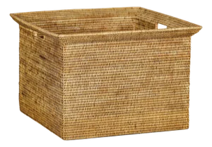Vintage Country Style Rattan Storage Basket with Side Handles