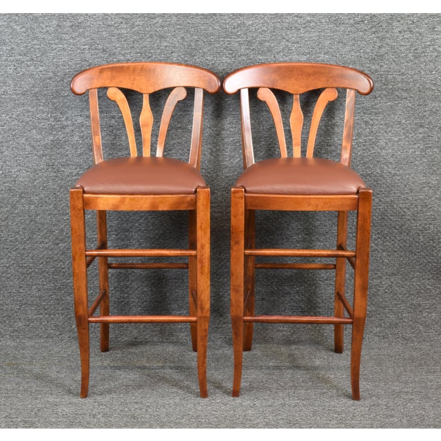 Nichols & Stone Country Manor Leather Bar Stools a Pair Chairish