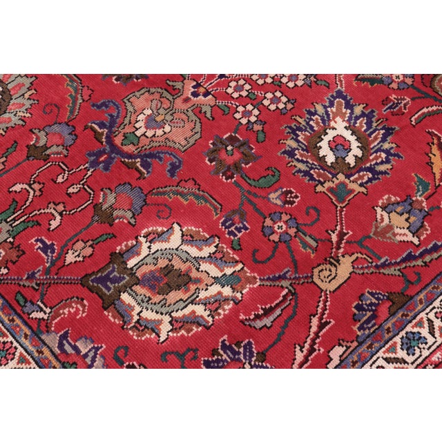 1980s Floral Persian Vintage Tabriz Red/Purple Wool Rug - 9'7'' X 13'1'' For Sale - Image 5 of 10
