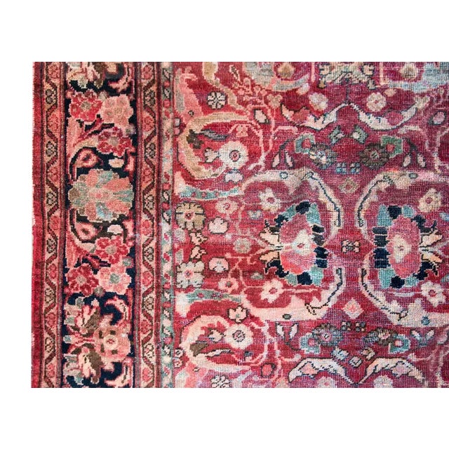 Raspberry Red Early 20th Century Persian Mahal Rug For Sale - Image 8 of 13