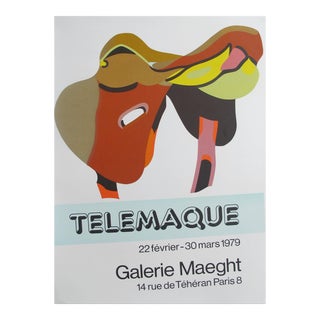 1979 French Herve Telemaque Exhibition Poster, Abstract For Sale